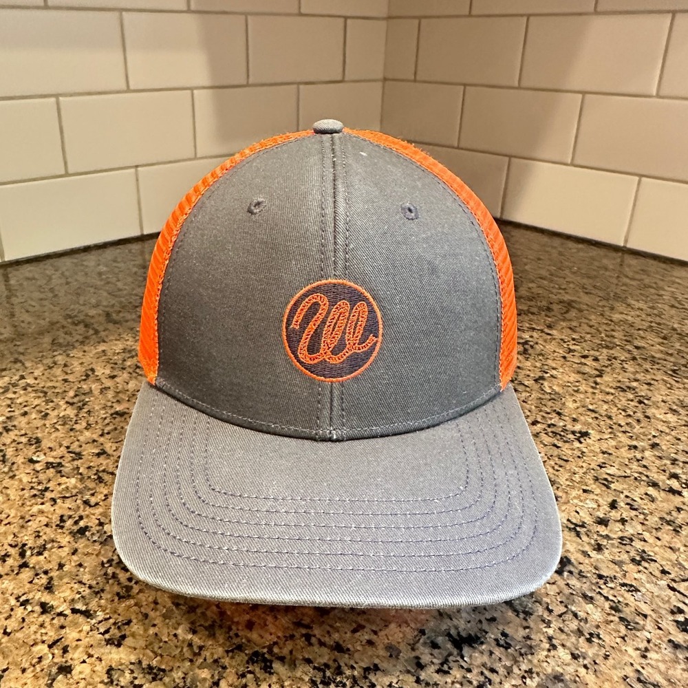 Wrangler Trucker Hat Snapback Grey Orange Mesh Embroidered Logo